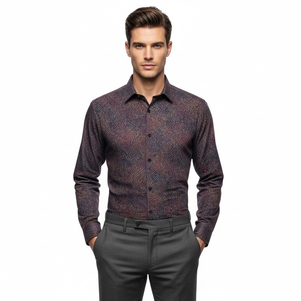 Perry Ellis Men's Buttoned Down Shirt‎ Multicolor Long Sleeve Slim Fit SZ XL